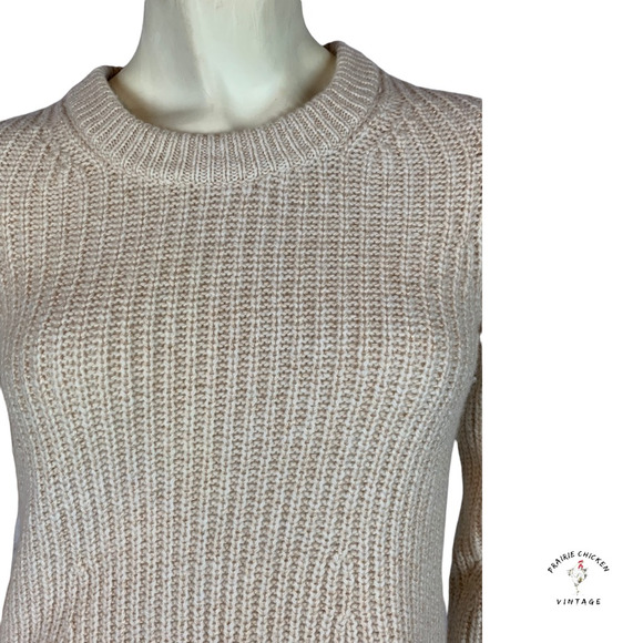 Athleta Womens Sierra Pullover Sweater Beige Wool Blend Ribbed Crew Neck XS - Picture 5 of 11